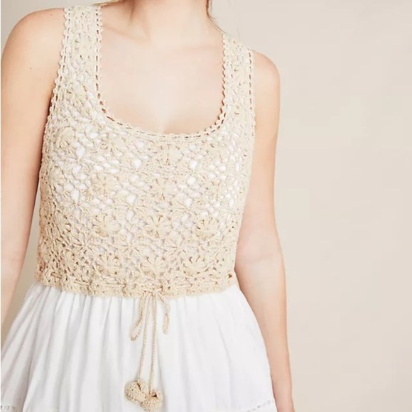 ANTHROPOLOGIE NWOT Beckett Crochet Eyelet Dress in Neutral - Picture 3 of 10